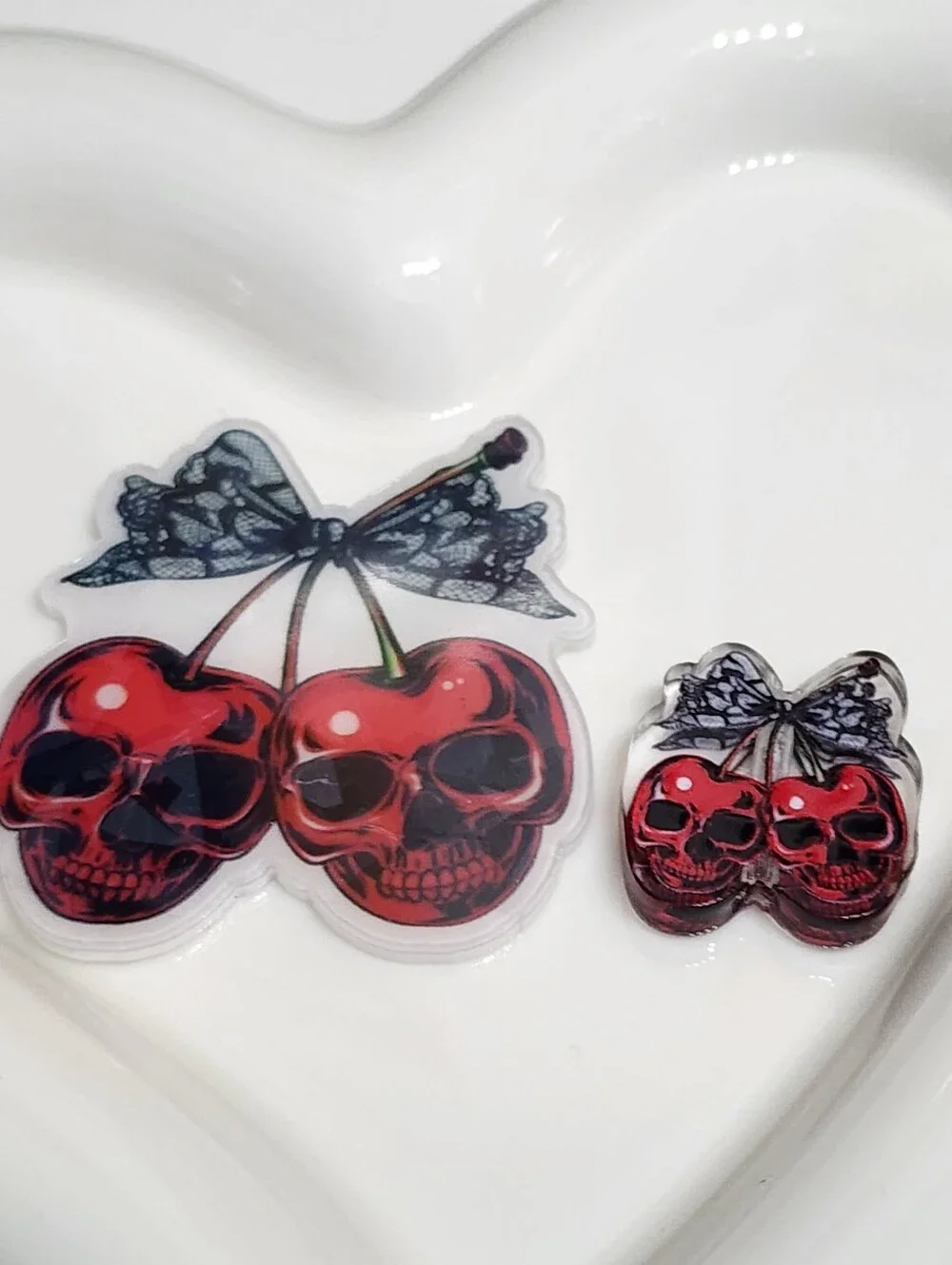 Skull Cherries Flatback‎ Focal Bead Badge Crafts Beads Keychain Jewelry Magnet